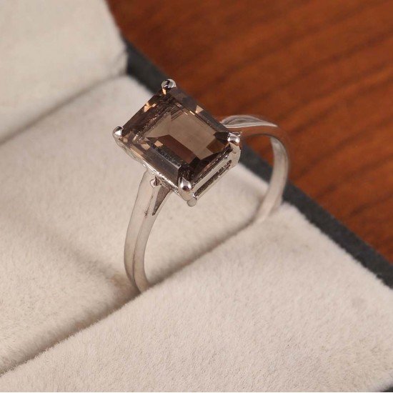 redgem 925 silver ring for women natural smoky quartz brown 7x9 mm rectangle jarg144 women's fashion redgem 925 silver ring for women natural smoky quartz brown 7x9 mm rectangle redgem 1093