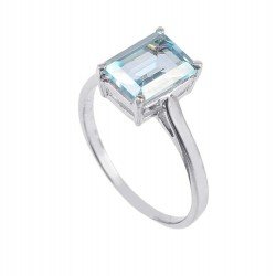 Redgem 925 Silver Ring for Women Natural Sky Blue Topaz 7X9 MM Rectangle Redgem 925 Silver Ring for Women Natural Sky Blue Topaz 7X9 MM Rectangle