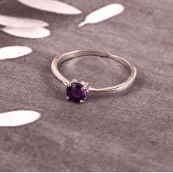 Redgem 925 Silver Ring for Women and Girls Natural Amethyst Purple 5 MM Round Redgem 925 Silver Ring for Women and Girls Natural Amethyst Purple 5 MM Round