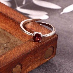 Redgem 925 Silver Ring for Women and Girls Natural Garnet Red 5 MM Round Redgem 925 Silver Ring for Women and Girls Natural Garnet Red 5 MM Round