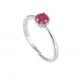 Redgem 925 Silver Ring for Women Natural Ruby Pink 5 MM Round