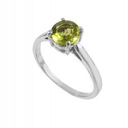 Redgem 925 Silver Ring for Women and Girls Natural Peridot Green 7 MM Round Redgem 925 Silver Ring for Women and Girls Natural Peridot Green 7 MM Round