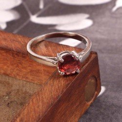 Redgem 925 Silver Ring for Women and Girls Natural Garnet Red 7 MM Round Redgem 925 Silver Ring for Women and Girls Natural Garnet Red 7 MM Round