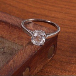 Redgem 925 Silver Ring for Women Natural Rock Crystal Colorless 7 MM Round redgem 925 silver ring for women natural rock crystal colorless 8 mm square jarg293 women's fashion redgem 925 silver ring for women natural rock crystal colorless 8 mm square redgem 1479