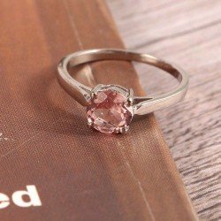 Redgem 925 Silver Ring for Women and Girls Natural Tourmaline Pink 7 MM Round Redgem 925 Silver Ring for Women and Girls Natural Tourmaline Pink 7 MM Round