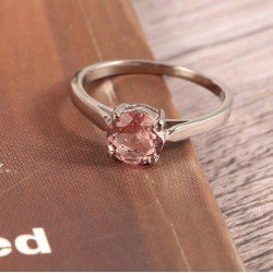Redgem 925 Silver Ring for Women and Girls Natural Tourmaline Pink 7 MM Round redgem 925 silver ring for women natural tourmaline pink 6x8 mm oval jarg29 women's fashion redgem 925 silver ring for women natural tourmaline pink 6x8 mm oval redgem 992