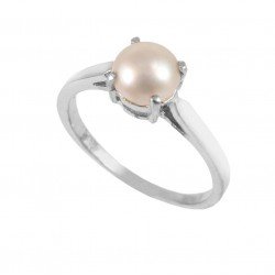 Redgem 925 Silver Ring for Women and Girls Cultured Pearl  7 MM Round redgem 925 silver dangle earrings cultured pearl white jaer96 women's fashion redgem 925 silver dangle earrings cultured pearl white redgem 462