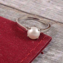 Redgem 925 Silver Ring for Women and Girls Cultured Pearl  7 MM Round Redgem 925 Silver Ring for Women and Girls Cultured Pearl  7 MM Round