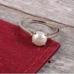 Redgem 925 Silver Ring for Women and Girls Cultured Pearl  7 MM Round redgem 925 silver dangle earrings cultured pearl white jaer96 women's fashion redgem 925 silver dangle earrings cultured pearl white redgem 462