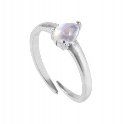 Redgem 925 Silver Ring for Women and Girls Natural Rainbow Moonstone White 5X7 MM Pear Redgem 925 Silver Ring for Women and Girls Natural Rainbow Moonstone White 5X7 MM Pear