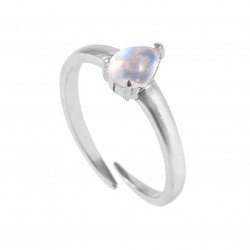 Redgem 925 Silver Ring for Women and Girls Natural Rainbow Moonstone White 5X7 MM Pear redgem sterling silver ring for women natural moonstone grey 5x7 mm oval jarg328 women's fashion redgem sterling silver ring for women natural moonstone grey 5x7 mm oval redgem 1514
