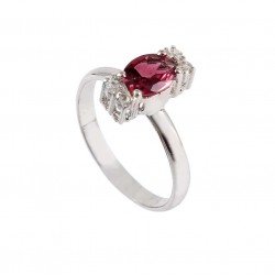 Redgem 925 Silver Ring for Women and Girls Natural Garnet Pink 5X7 MM Oval
