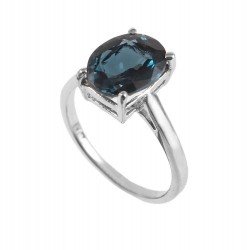 Redgem 925 Silver Ring for Women and Girls Natural London Blue Topaz 8X10 MM Oval Redgem 925 Silver Ring for Women and Girls Natural London Blue Topaz 8X10 MM Oval