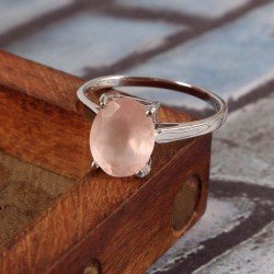 Redgem 925 Silver Ring for Women and Girls Natural Rose Quartz Pink 9X11 MM Oval Redgem 925 Silver Ring for Women and Girls Natural Rose Quartz Pink 9X11 MM Oval