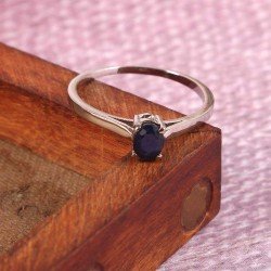 Redgem 925 Silver Ring for Girls and Women Natural Blue Sapphire 4X6 MM Oval Redgem 925 Silver Ring for Girls and Women Natural Blue Sapphire 4X6 MM Oval