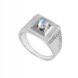 Redgem 925 Silver Ring for Women and Girls Natural Rainbow Moonstone White 5 MM Round Redgem 925 Silver Ring for Women and Girls Natural Rainbow Moonstone White 5 MM Round