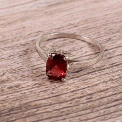 Redgem 925 Silver Ring for Women and Girls Natural Garnet Red 6X8 MM Rectangle Redgem 925 Silver Ring for Women and Girls Natural Garnet Red 6X8 MM Rectangle