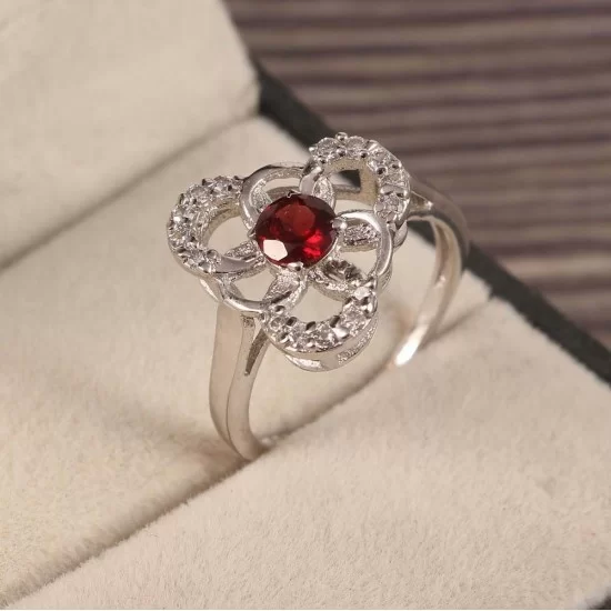 redgem 925 silver ring for women precious gem natural garnet red 5 mm round jarg173 women's fashion redgem 925 silver ring for women precious gem natural garnet red 5 mm round redgem 1115