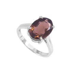 Redgem Sterling Silver Ring for Women Natural Smoky Quartz Brown 9X13 MM Oval