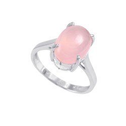 Redgem 925 Silver Ring for Women Natural Rose Quartz Pink 9X13 MM Oval