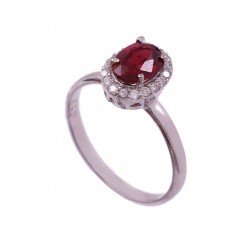 Redgem 925 Silver Ring for Women Natural Ruby Red 5X7 MM Oval