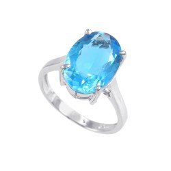 Swiss Blue Topaz 10x14MM Oval Ring in 925 Sterling Silver for Women – Redgem