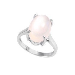 Redgem Sterling Silver Ring for Women Natural Moonstone White 10X14 MM Oval