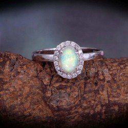 Redgem 925 Silver Ring for Women and Girls Natural Ethiopian Opal  5X7 MM Oval Redgem 925 Silver Ring for Women and Girls Natural Ethiopian Opal  5X7 MM Oval