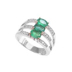 Redgem 925 Silver Ring for Women Natural Emerald Green  4X6 MM Oval