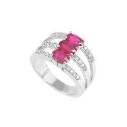 Redgem 925 Silver Ring for Women Natural Ruby Pink 4X6 MM Oval