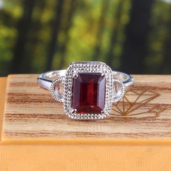 redgem 925 silver ring for women natural garnet red 7x9 mm rectangle jarg209 women's fashion redgem 925 silver ring for women natural garnet red 7x9 mm rectangle redgem 1396