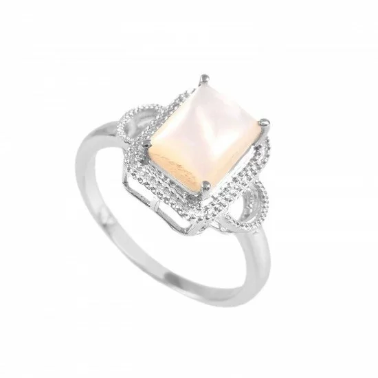 18K Gold Plated Large Square Mother-of-Pearl Ring – The Little Statement