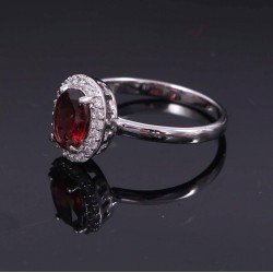 Redgem 925 Silver Ring for Girls and Women Natural Garnet Red 6X8 MM Oval redgem 925 silver ring for women natural amethyst purple 5 mm round jarg275 women's fashion redgem 925 silver ring for women natural amethyst purple 5 mm round redgem 1461