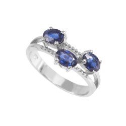 Redgem Sterling Silver Ring for Women Natural Blue Sapphire 4X6 MM Oval