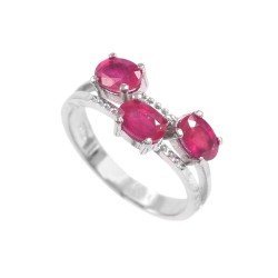 Redgem Sterling Silver Ring for Women Natural Ruby Pink 4X6 MM Oval