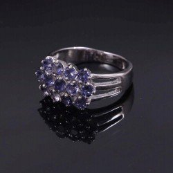 Redgem 925 Silver Ring for Girls and Women Natural Iolite Blue 3 MM Round Redgem 925 Silver Ring for Girls and Women Natural Iolite Blue 3 MM Round