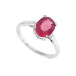 Redgem 925 Silver Ring for Women Natural Ruby Red 7X9 MM Oval