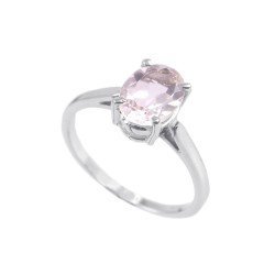 Redgem Sterling Silver Ring for Women Natural Rock Crystal  Colorless 7X9 MM Oval