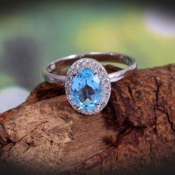 Redgem 925 Silver Ring for Women and Girls Natural Sky Blue Topaz 6X8 MM Oval Redgem 925 Silver Ring for Women and Girls Natural Sky Blue Topaz 6X8 MM Oval
