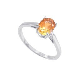 Redgem Sterling Silver Ring for Women Natural Citrine Yellow 6X8 MM Oval