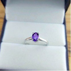 Redgem 925 Silver Ring for Women Natural Amethyst Purple 6X8 MM Oval Redgem 925 Silver Ring for Women Natural Amethyst Purple 6X8 MM Oval