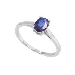 Redgem 925 Silver Ring for Women Natural Blue Sapphire 5X7 MM Oval