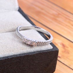 Redgem 925 Silver Ring for Women Natural Diamond Colorless 2.50 MM Round