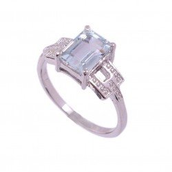 Natural Aquamarine 925 Silver Ring – Redgem Stone 6x8 MM Rectangle Blue for Women & Girls redgem 925 silver ring for women natural rainbow moonstone white 9x13 mm oval jarg183 women's fashion redgem 925 silver ring for women natural rainbow moonstone white 9x13 mm oval redgem 1370