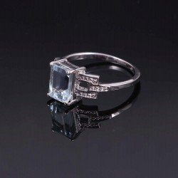 Natural Aquamarine 925 Silver Ring – Redgem Stone 6x8 MM Rectangle Blue for Women & Girls Natural Aquamarine 925 Silver Ring – Redgem Stone 6x8 MM Rectangle Blue for Women & Girls