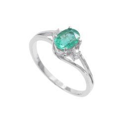 Redgem 925 Silver Ring for Women Natural Emerald Green  5X7 MM Oval