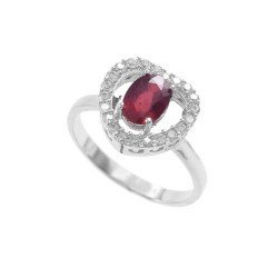 Redgem 925 Silver Ring for Women Natural Ruby Red 5X7 MM Oval