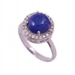 Redgem 925 Silver Ring for Women Natural Lapis Lazuli Blue 9 MM Round Redgem 925 Silver Ring for Women Natural Lapis Lazuli Blue 9 MM Round