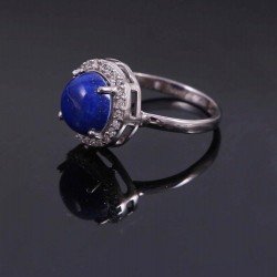 Redgem 925 Silver Ring for Women Natural Lapis Lazuli Blue 9 MM Round Redgem 925 Silver Ring for Women Natural Lapis Lazuli Blue 9 MM Round