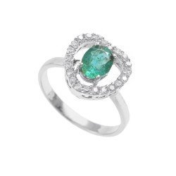 Redgem 925 Silver Ring for Women Natural Emerald Green 5X7 MM Oval